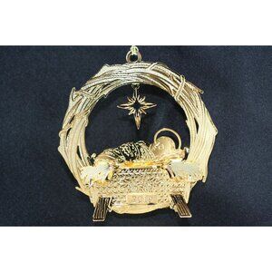 Danbury Mint 2019 Nativity Ornament Gold-Plated Baby Jesus In Manger Collectible